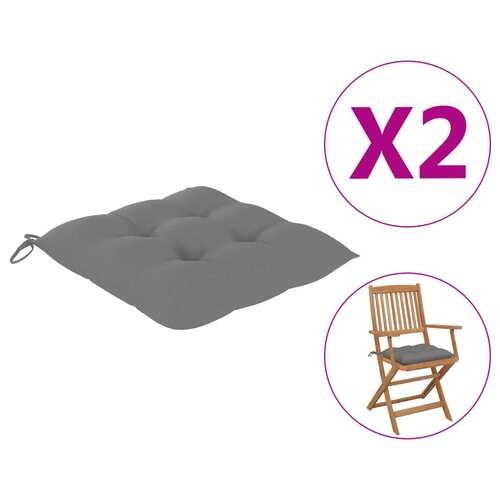 Chair Cushions 2 pcs Grey 40x40x7 cm Fabric