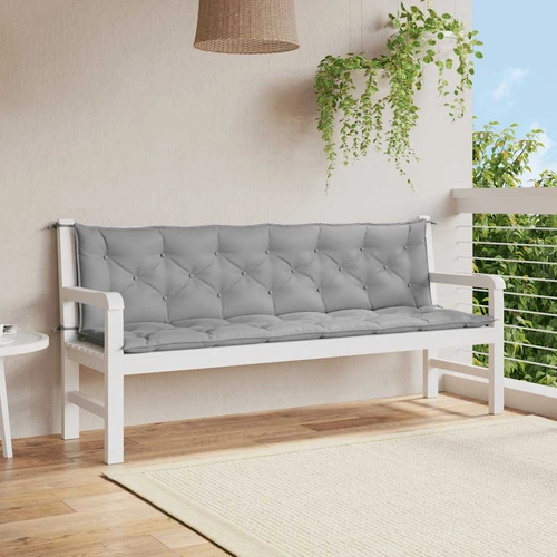 Garden Bench Cushion Grey 200x(50+50)x7cm Oxford Fabric
