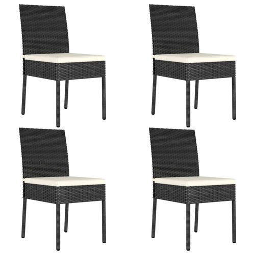Garden Dining Chairs 4 pcs Poly Rattan Black