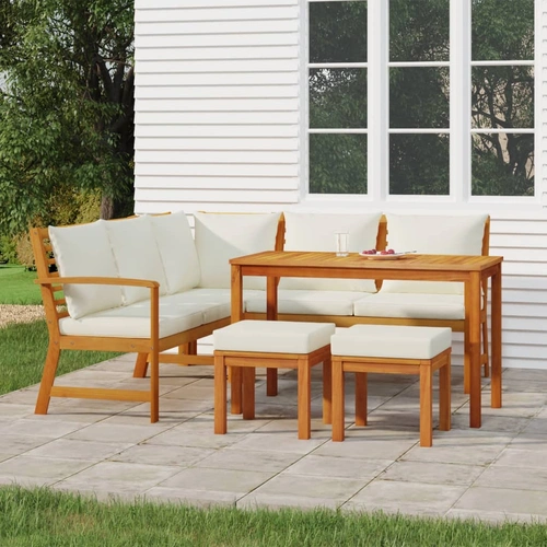 6 Piece Garden Dining Set with Cushions Solid Wood Acacia