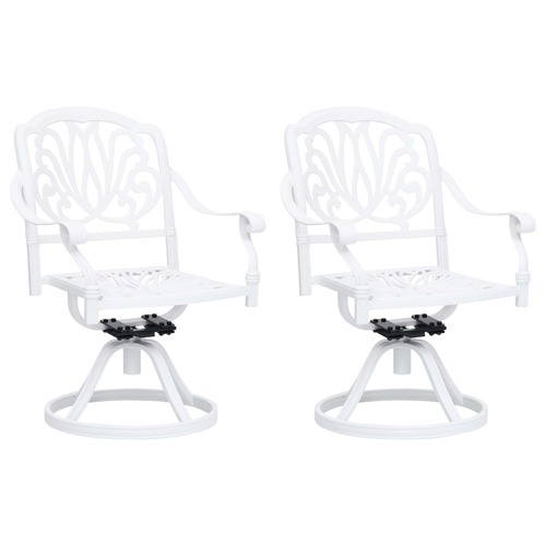 Swivel Garden Chairs 2 pcs Cast Aluminium White