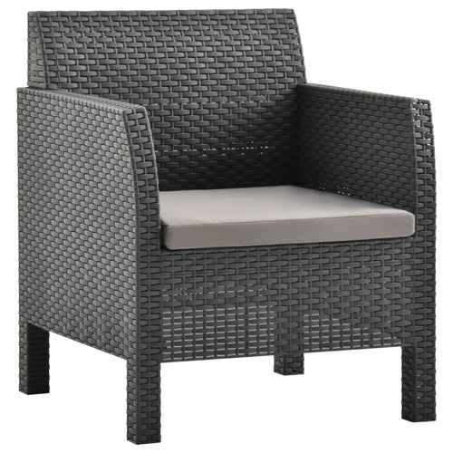 Garden Chair with Cushion PP Rattan Anthracite
