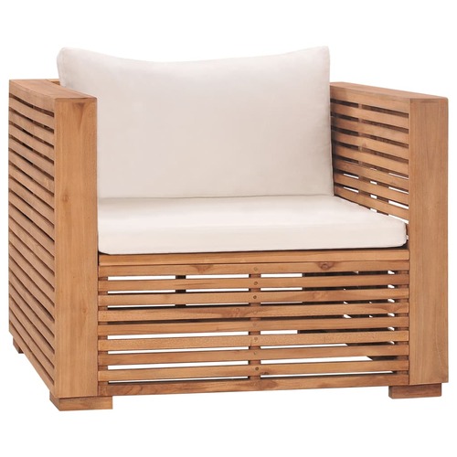 Garden Sofa Chair with Cream Cushions Solid Teak Wood