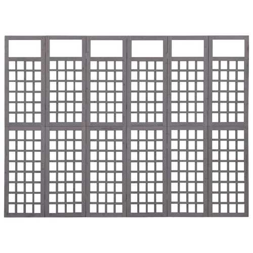 6-Panel Room Divider/Trellis Solid Fir Wood Grey 242.5x180 cm