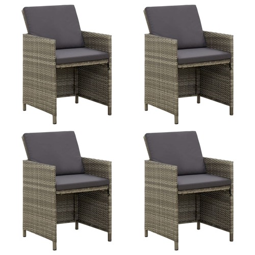 Garden Chairs with Cushions 4 pcs Poly Rattan Grey