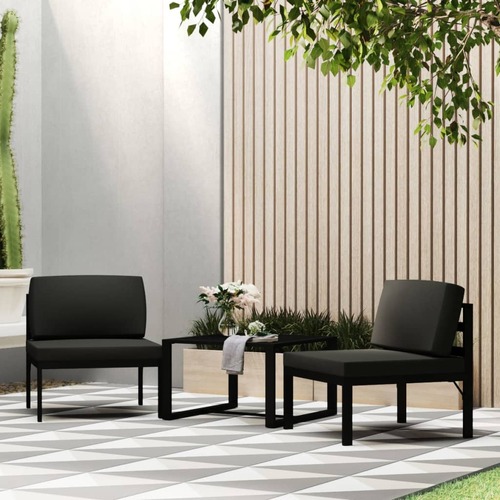 3 Piece Garden Sofa Set with Cushions Aluminium Anthracite