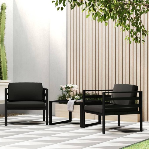 Middle Sofas 2 pcs with Cushions Aluminium Anthracite