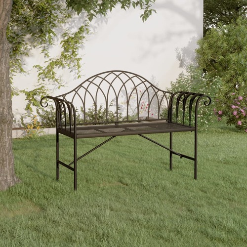 2-Seater Garden Bench 128 cm Black Steel