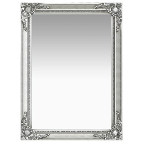 Wall Mirror Baroque Style 60x80 cm Silver