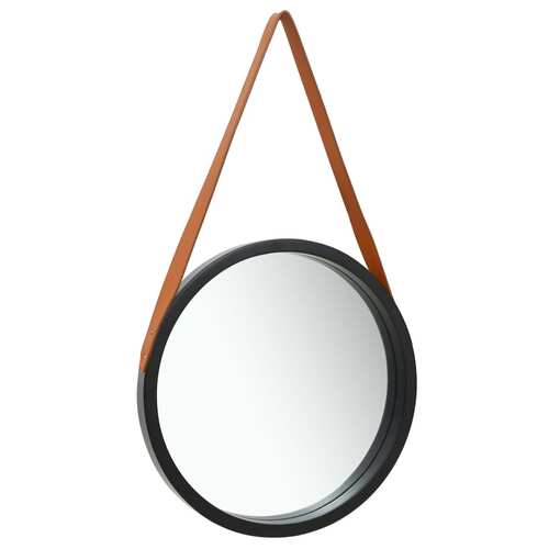 Wall Mirror with Strap 50 cm Black