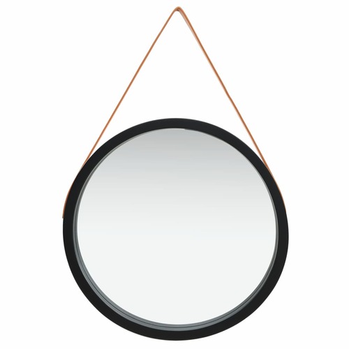Wall Mirror with Strap 60 cm Black