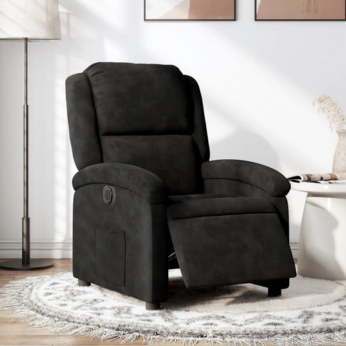 Electric Recliner Chair Black Velvet