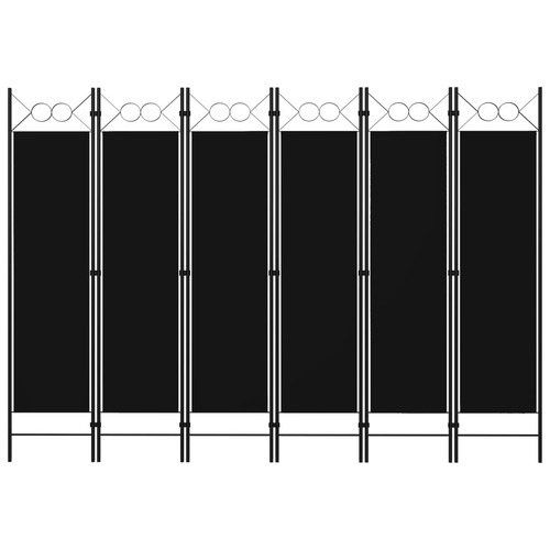 6-Panel Room Divider Black 240x180 cm