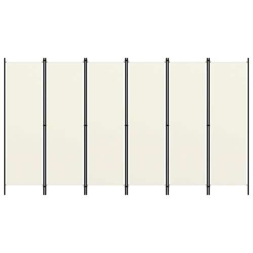 6-Panel Room Divider Cream White 300x180 cm