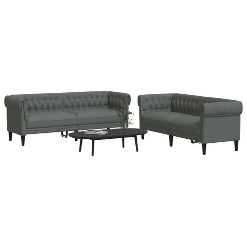 2 Piece Sofa Set Dark Grey Fabric