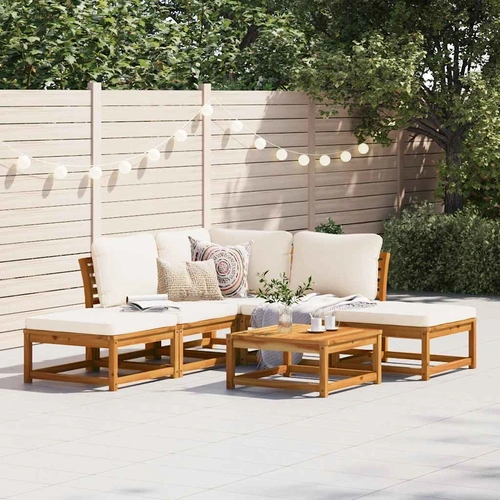 6 Piece Garden Lounge Set with Cushions Solid Wood Acacia