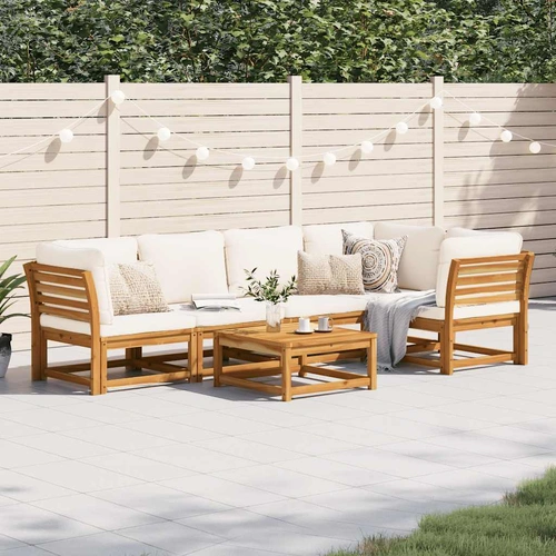 6 Piece Garden Lounge Set with Cushions Solid Wood Acacia