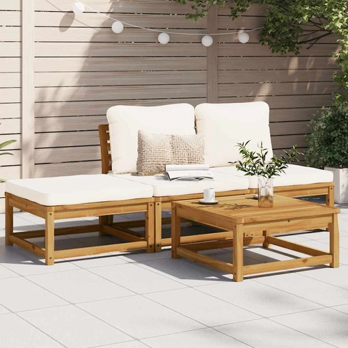 4 Piece Garden Lounge Set with Cushions Solid Wood Acacia