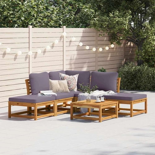 6 Piece Garden Lounge Set with Cushions Solid Wood Acacia