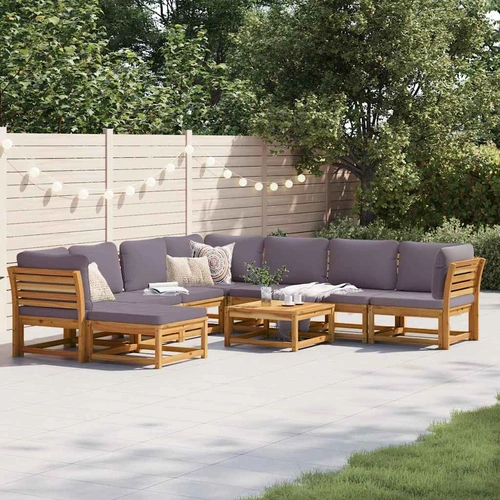 9 Piece Garden Lounge Set with Cushions Solid Wood Acacia