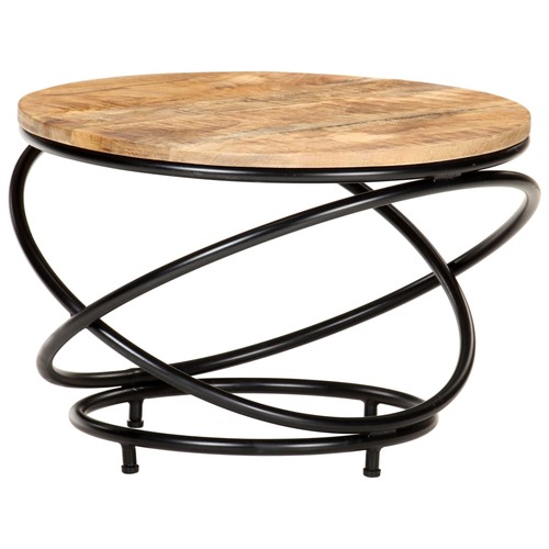 Coffee Table Black 60x60x40 cm Solid Rough Mango Wood