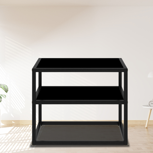 Console Table Black 50x40x40 cm Tempered Glass