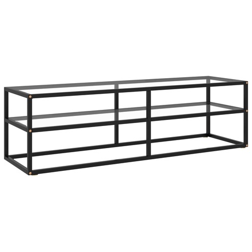 TV Cabinet Black with Tempered Glass 140x40x40 cm