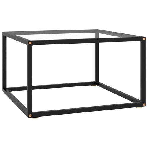 Tea Table Black with Tempered Glass 60x60x35 cm