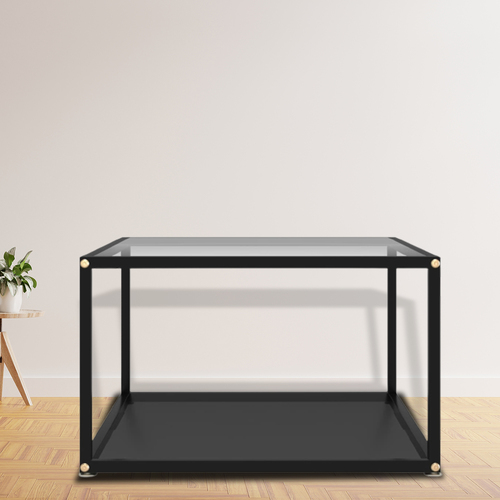 Tea Table Transparent and Black 60x60x35 cm Tempered Glass