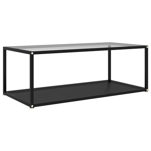 Tea Table Transparent and Black 100x50x35 cm Tempered Glass