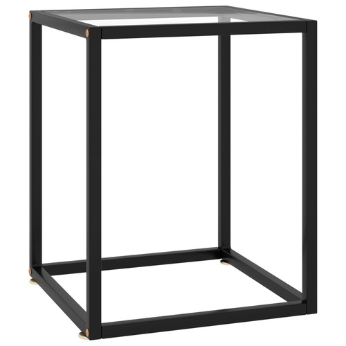 Tea Table Black with Tempered Glass 40x40x50 cm