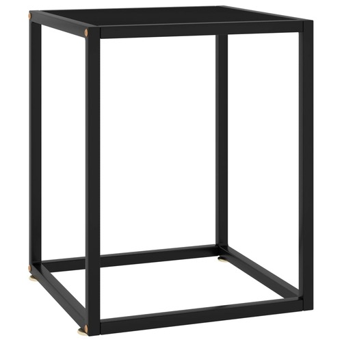 Tea Table Black with Black Glass 40x40x50 cm