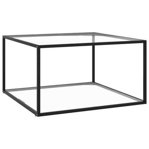 Tea Table Black with Tempered Glass 90x90x50 cm