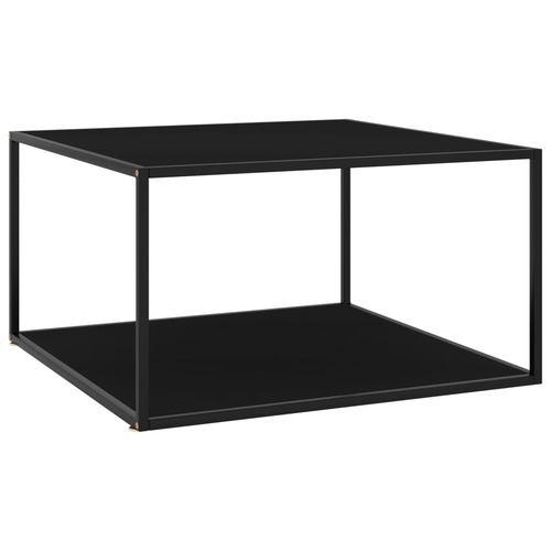 Tea Table Black with Black Glass 90x90x50 cm