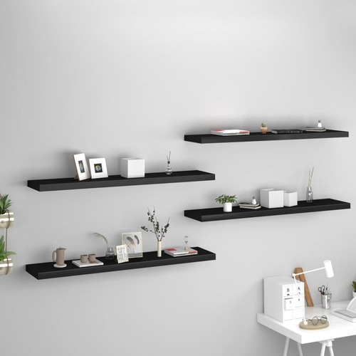 Floating Wall Shelves 4 pcs Black 120x23.5x3.8 cm MDF