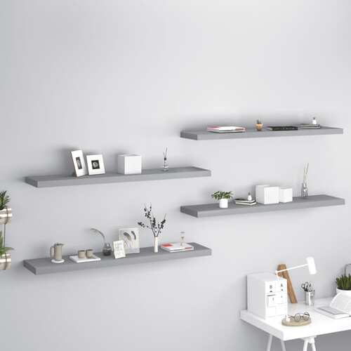 Floating Wall Shelves 4 pcs Grey 120x23.5x3.8 cm MDF