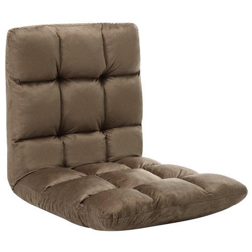 Folding Floor Chair Taupe Microfibre
