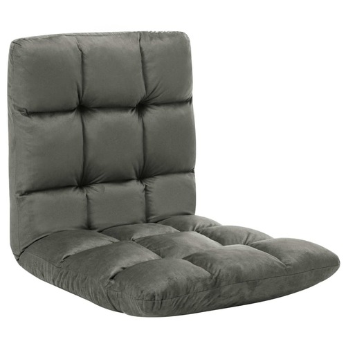 Folding Floor Chair Dark Grey Microfibre