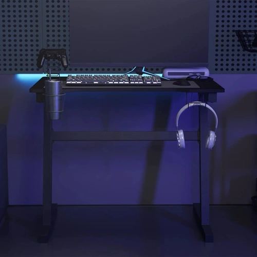 Gaming Desk LED with Z Shape Legs Black 90x60x75 cm