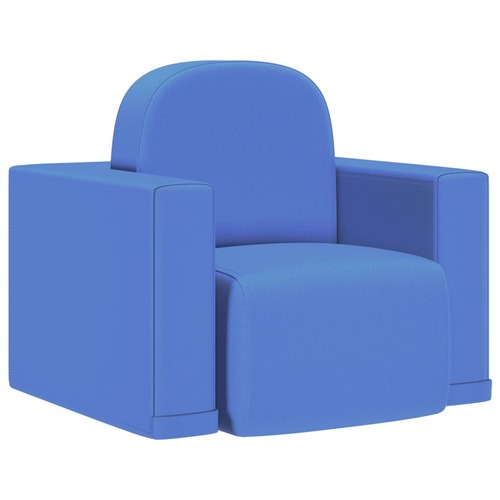 2-in-1 Children Sofa Blue Faux Leather
