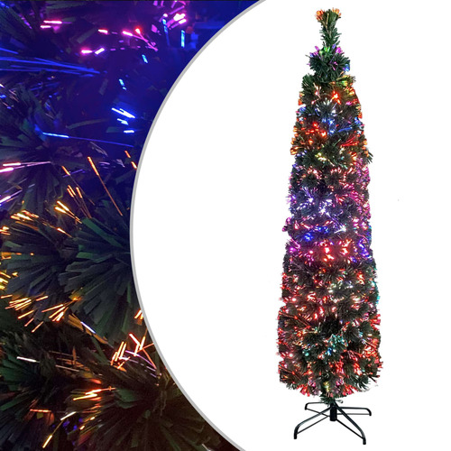 Artificial Slim Christmas Tree with Stand 210 cm Fibre Optic
