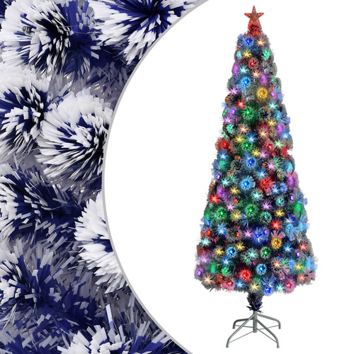 Artificial Christmas Tree with LED White&Blue 210 cm Fibre Optic
