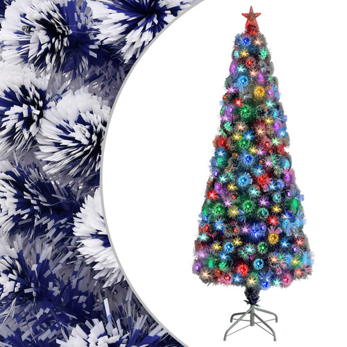 Artificial Christmas Tree with LED White&Blue 240 cm Fibre Optic