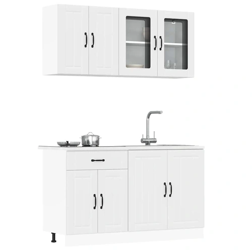 4 Piece Kitchen Cabinet Set Lucca White Engineered Wood