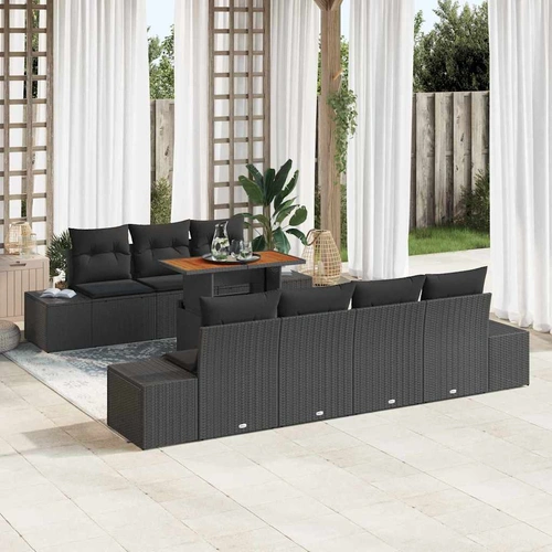 Garden Dining Set Manual 8 pcs Black and Brown 100 x 55 x 73 cm