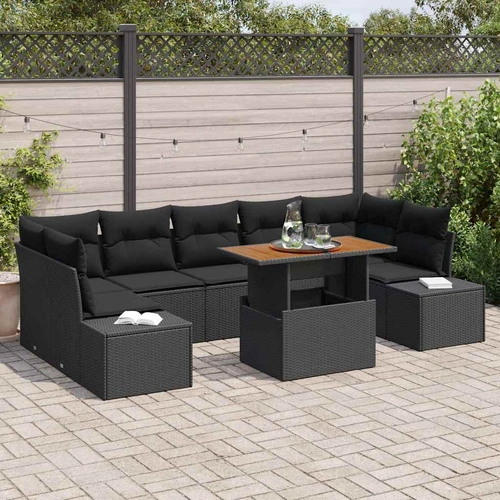Garden Dining Set Manual 8 pcs Black and Brown 100 x 55 x 73 cm