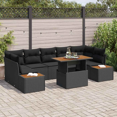 Garden Dining Set Manual 8 pcs Black and Brown 100 x 55 x 73 cm
