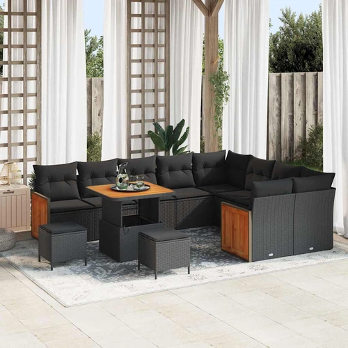 Garden Sofa Set 12 pcs Black 80 x 80 x 71 cm Poly Rattan