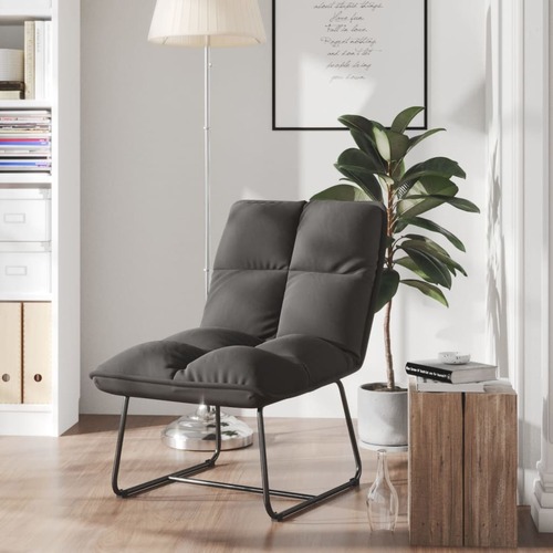 Leisure Chair with Metal Frame Dark Grey Velvet