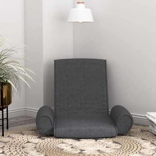 Folding Floor Chair Dark Grey Fabric